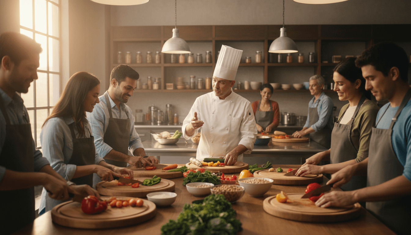 Community kitchen preparing meals from donated ingredients