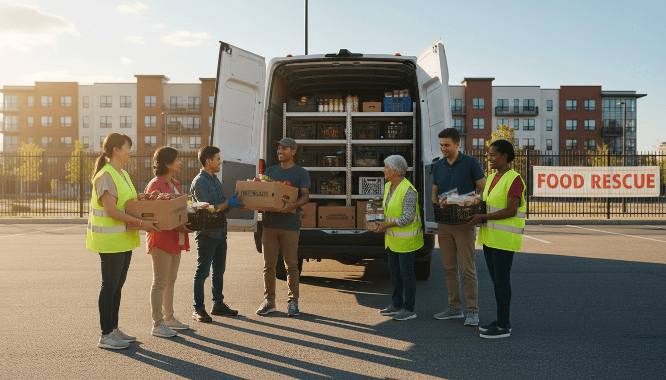 Volunteer loading food parcels into a van for delivery